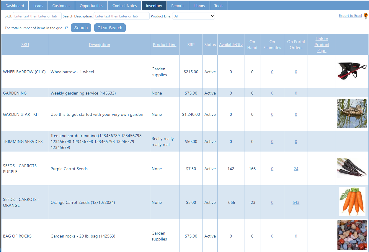 Inventory management in CrikSales portal