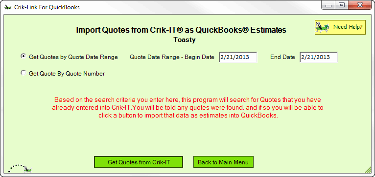 Importing quotes with Crik-Link